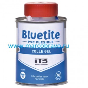 Клей для ПВХ IT3 Bluetite (0.5 л), для гибких и жестких труб из ПВХ или АБС пластика, с кисточкой