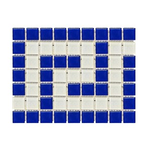 Плитка мозаичная AquaViva Cristall (25x25 мм), фриз греческий, сине-белый